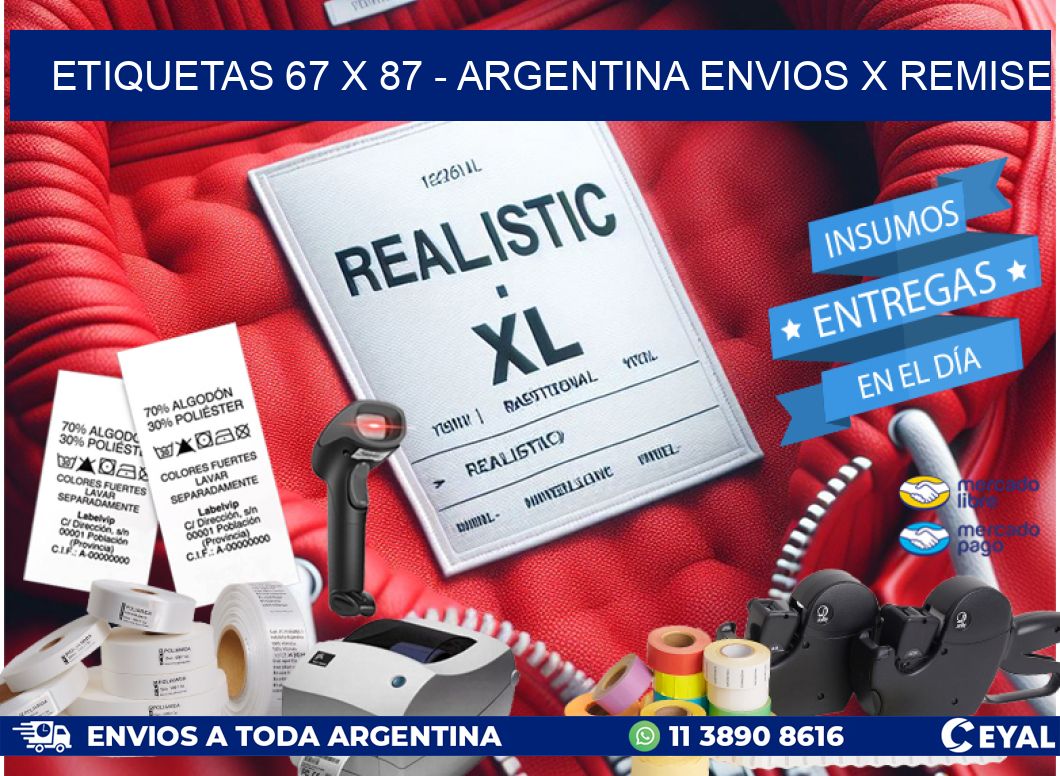 ETIQUETAS 67 x 87 – ARGENTINA ENVIOS X REMISE