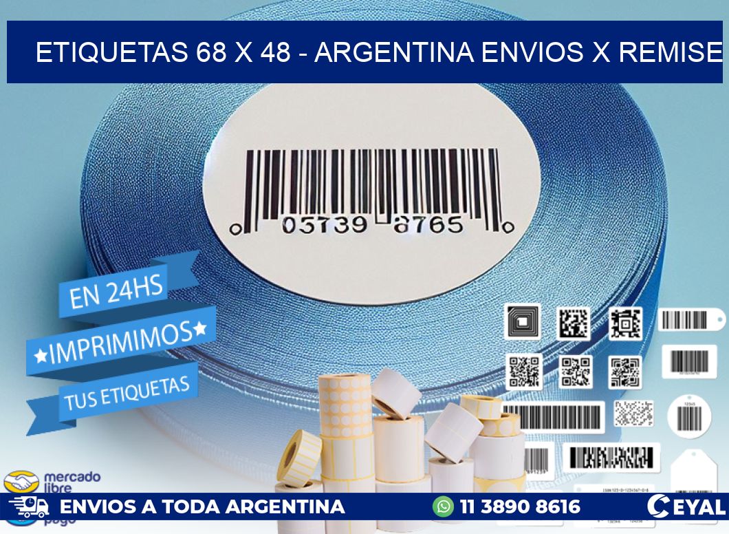 ETIQUETAS 68 x 48 - ARGENTINA ENVIOS X REMISE