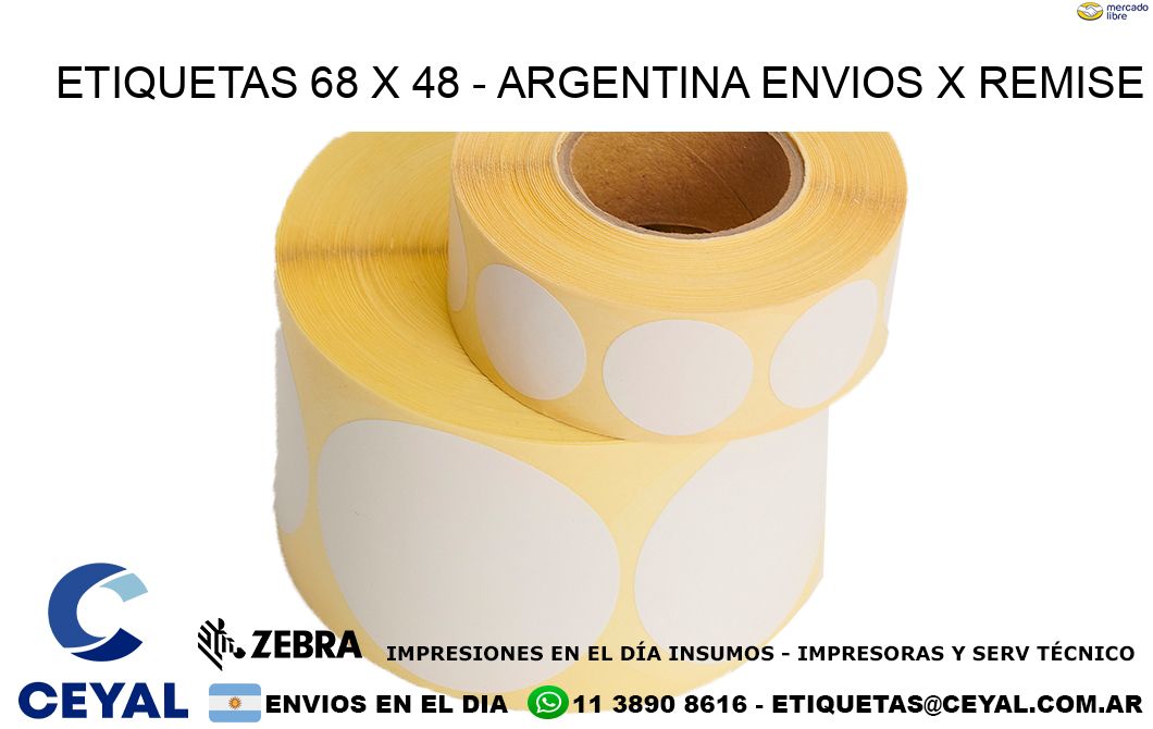 ETIQUETAS 68 x 48 - ARGENTINA ENVIOS X REMISE