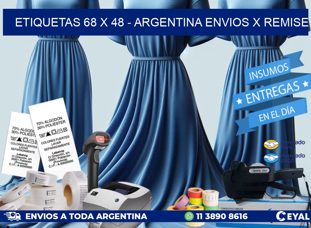 ETIQUETAS 68 x 48 – ARGENTINA ENVIOS X REMISE