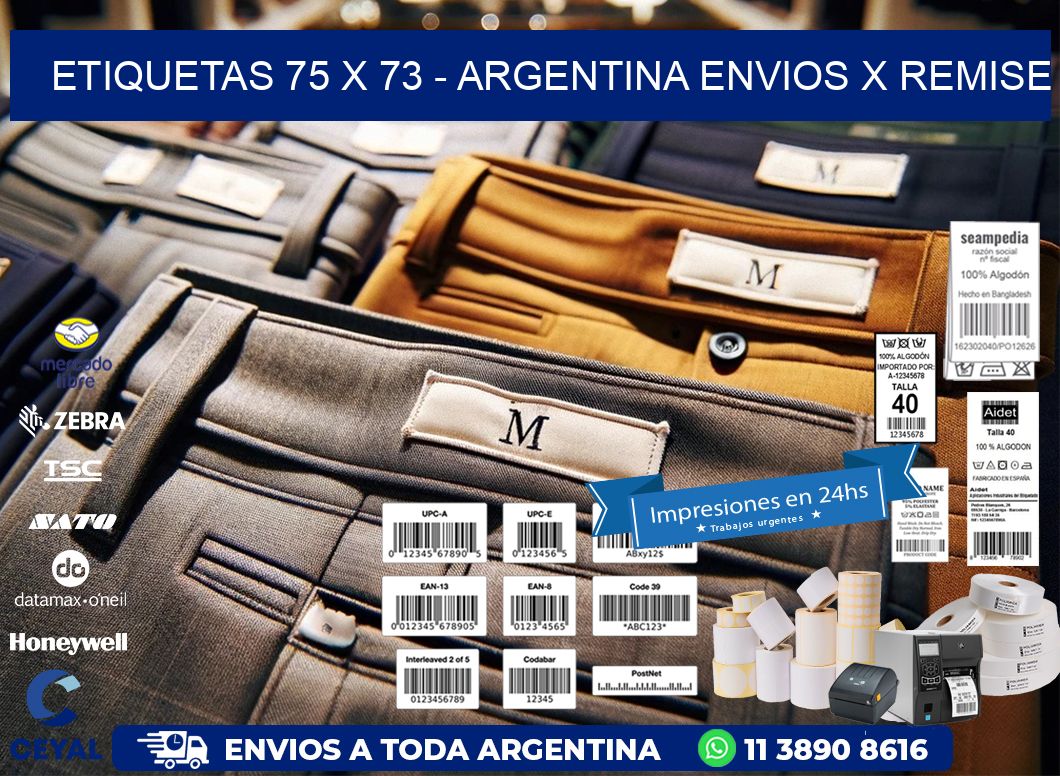 ETIQUETAS 75 x 73 - ARGENTINA ENVIOS X REMISE