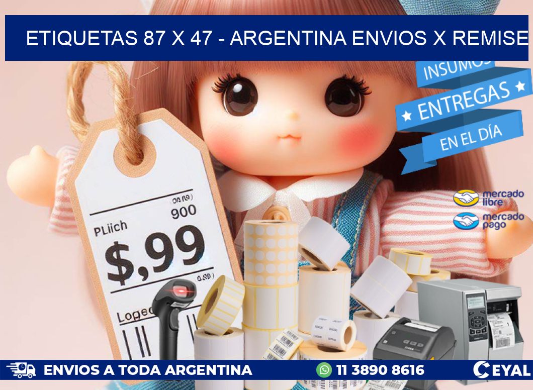 ETIQUETAS 87 x 47 - ARGENTINA ENVIOS X REMISE