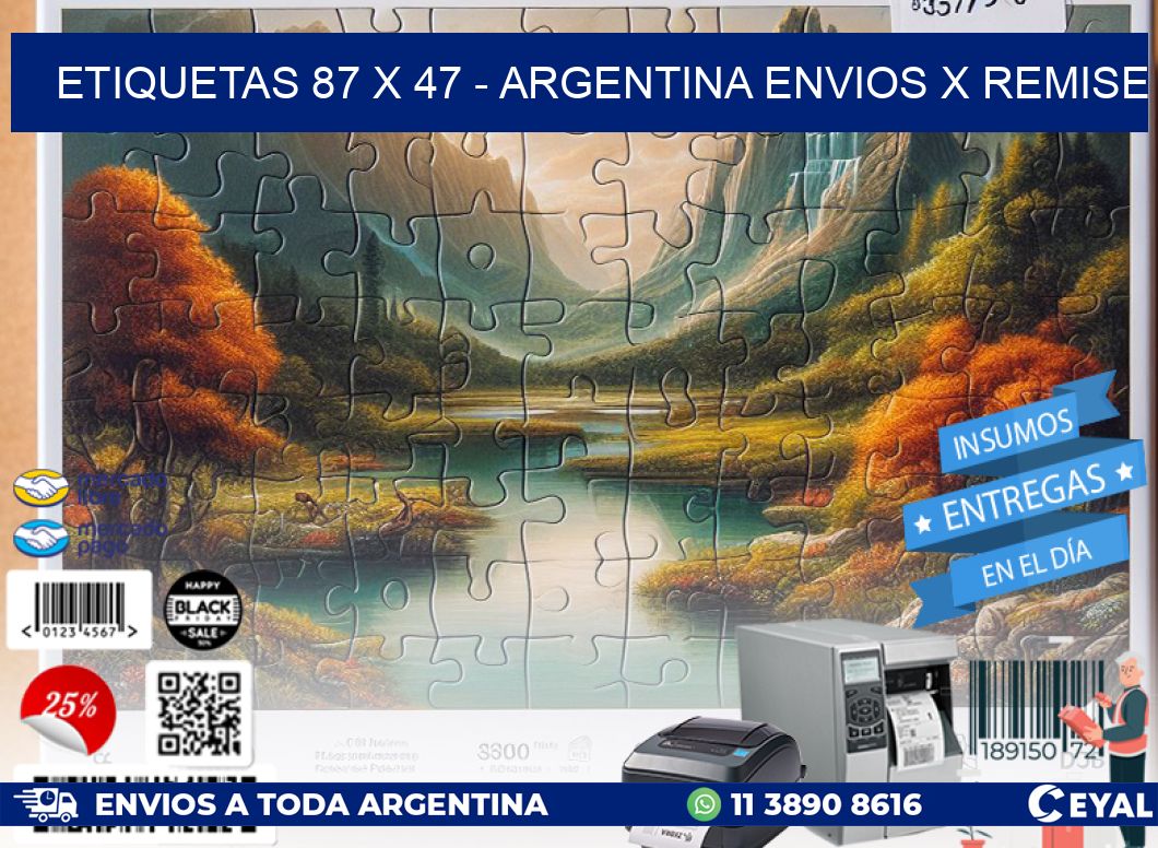 ETIQUETAS 87 x 47 - ARGENTINA ENVIOS X REMISE