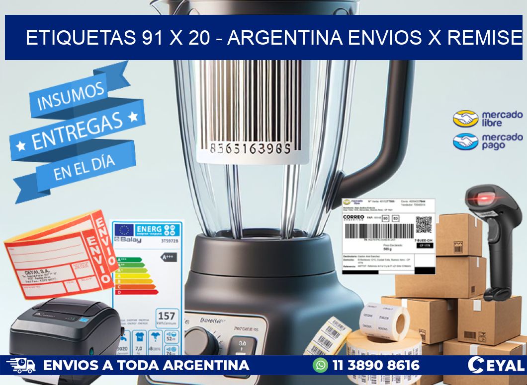 ETIQUETAS 91 x 20 - ARGENTINA ENVIOS X REMISE