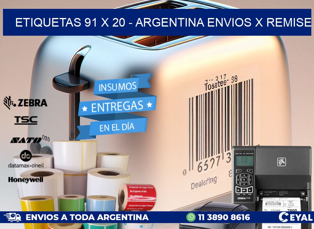 ETIQUETAS 91 x 20 - ARGENTINA ENVIOS X REMISE