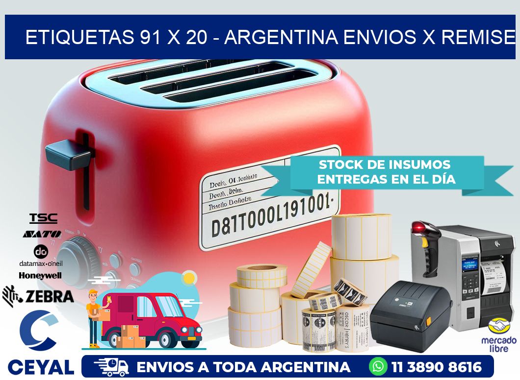 ETIQUETAS 91 x 20 – ARGENTINA ENVIOS X REMISE