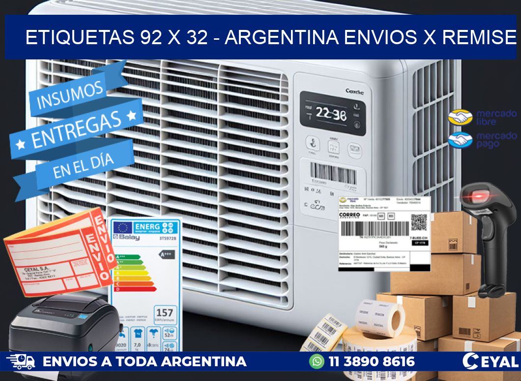 ETIQUETAS 92 x 32 - ARGENTINA ENVIOS X REMISE