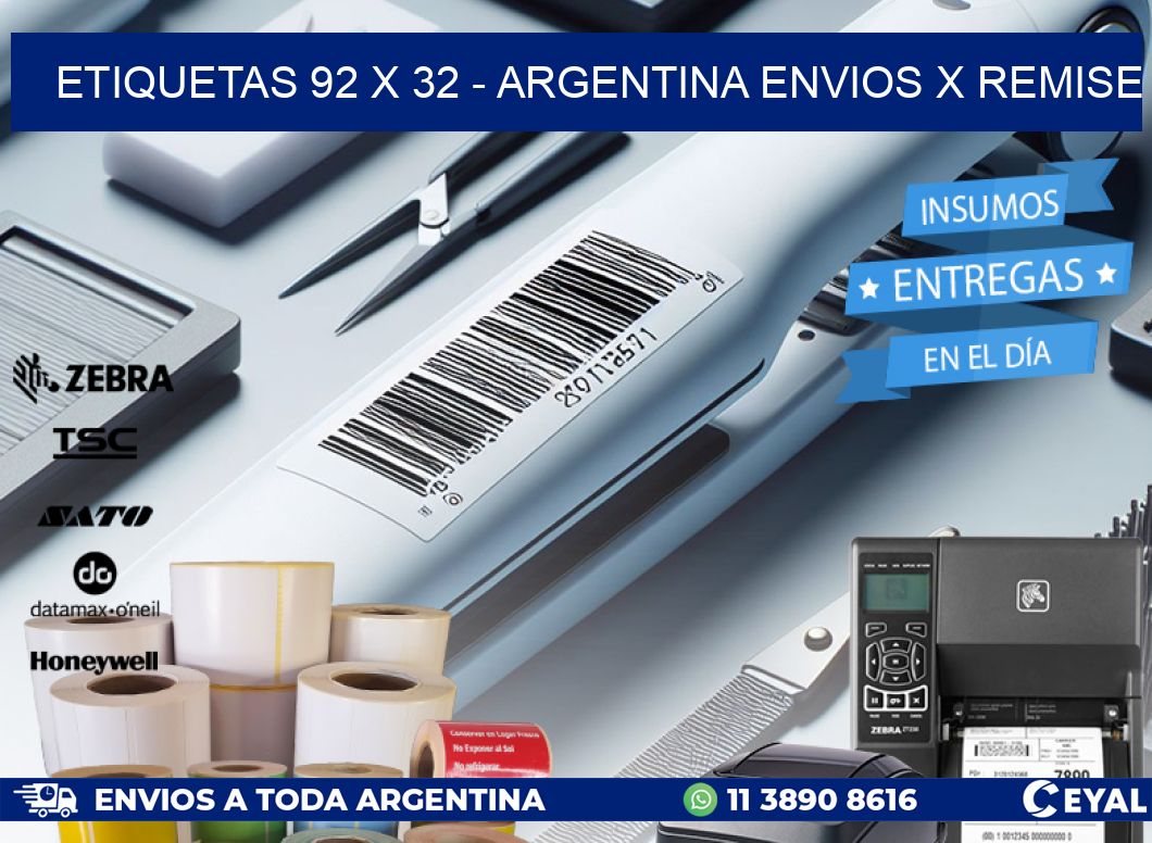ETIQUETAS 92 x 32 - ARGENTINA ENVIOS X REMISE