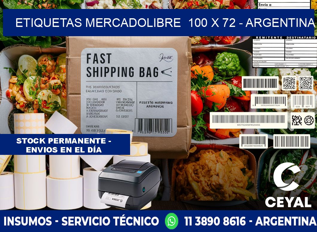 ETIQUETAS MERCADOLIBRE  100 x 72 - ARGENTINA