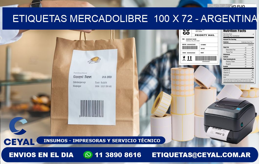 ETIQUETAS MERCADOLIBRE  100 x 72 - ARGENTINA