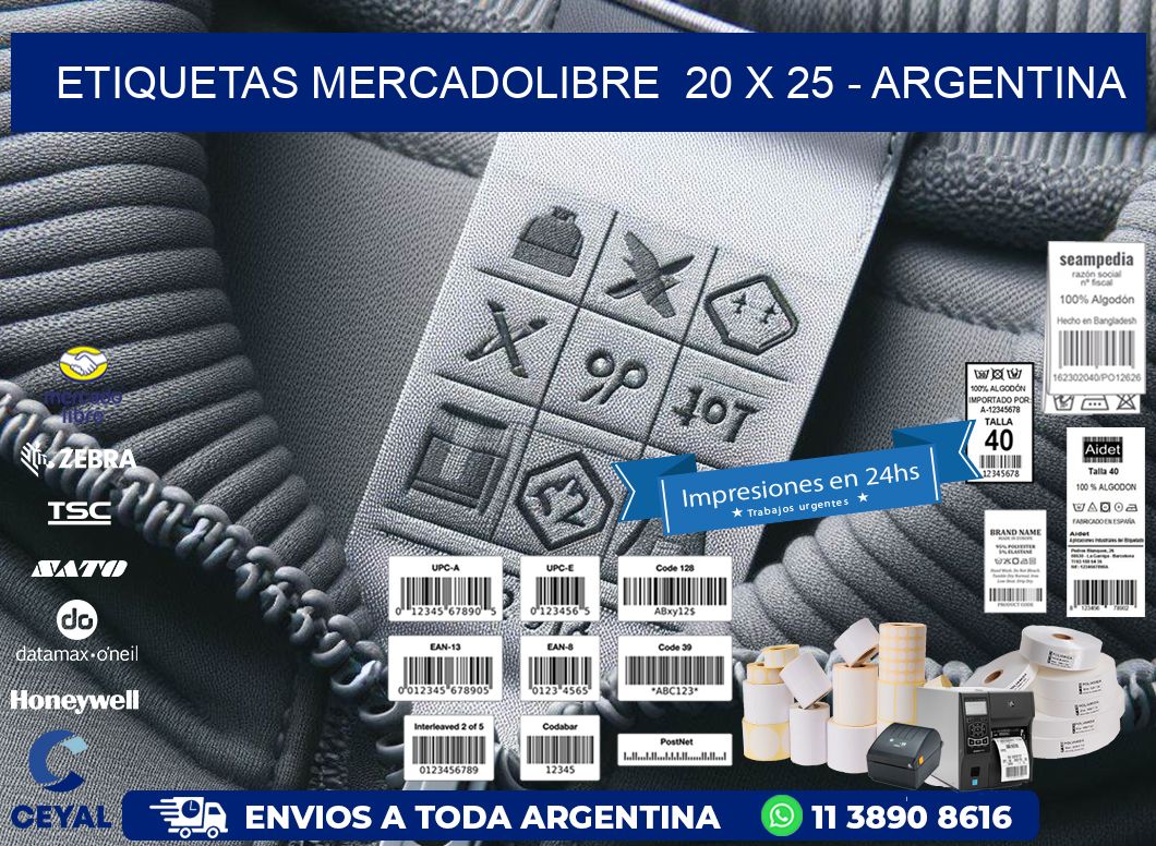 ETIQUETAS MERCADOLIBRE  20 x 25 - ARGENTINA