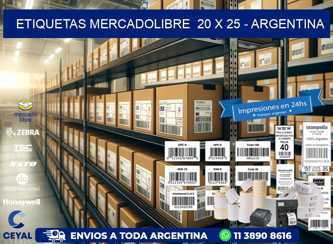 ETIQUETAS MERCADOLIBRE  20 x 25 – ARGENTINA