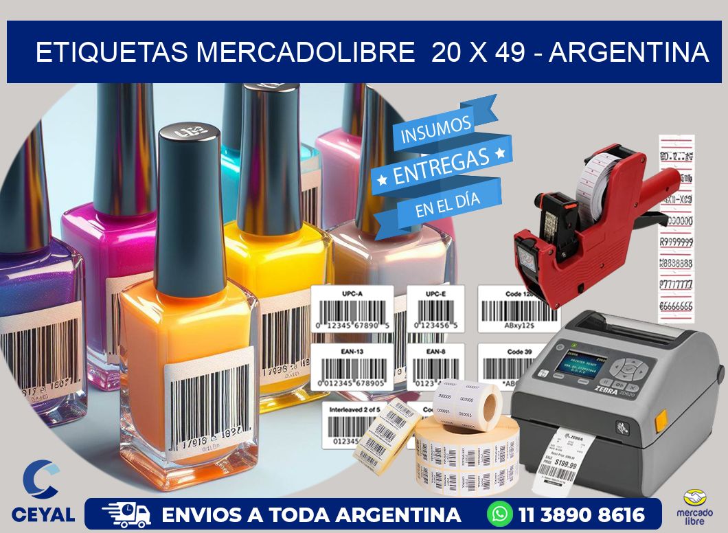 ETIQUETAS MERCADOLIBRE  20 x 49 - ARGENTINA