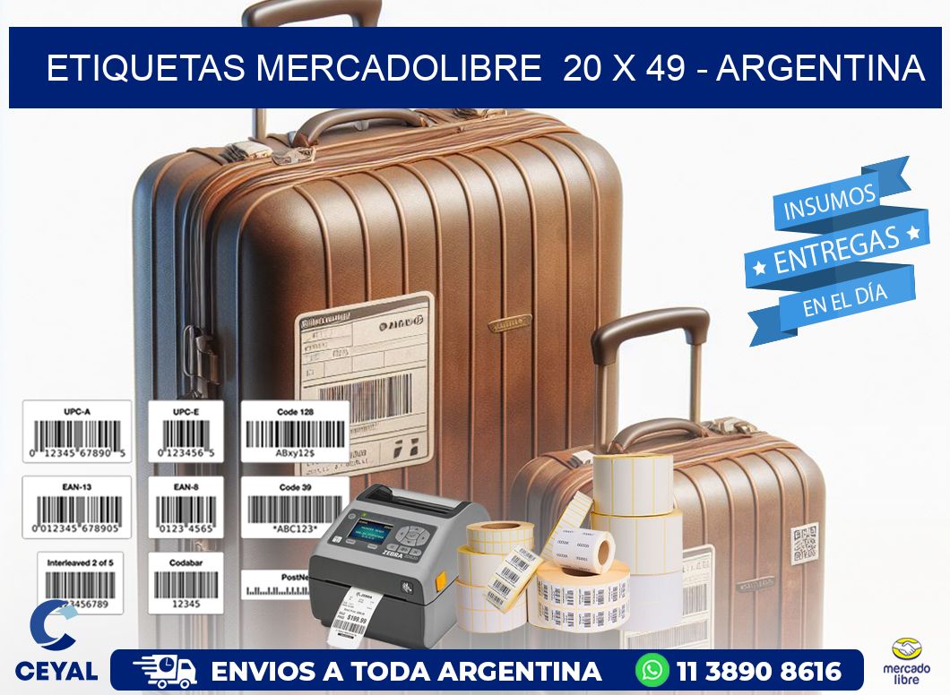 ETIQUETAS MERCADOLIBRE  20 x 49 - ARGENTINA