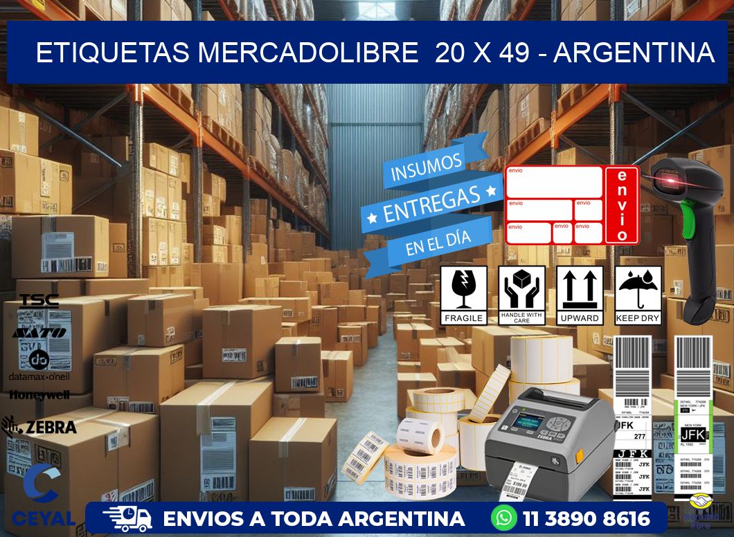 ETIQUETAS MERCADOLIBRE  20 x 49 - ARGENTINA