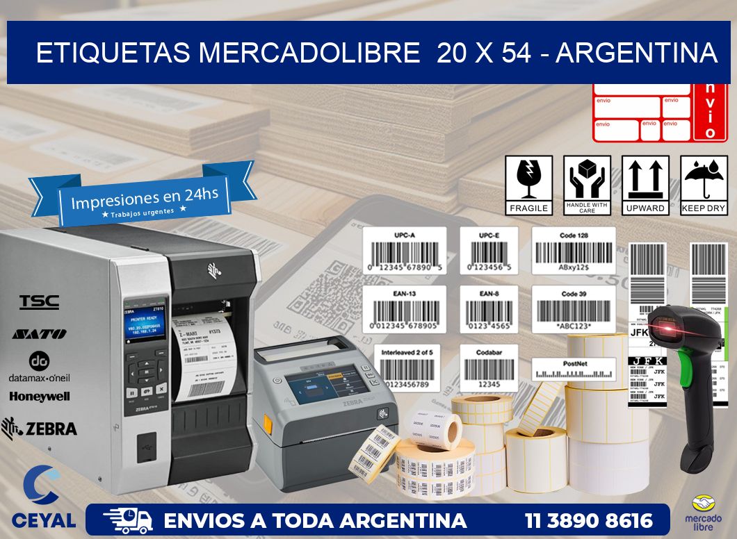 ETIQUETAS MERCADOLIBRE  20 x 54 - ARGENTINA