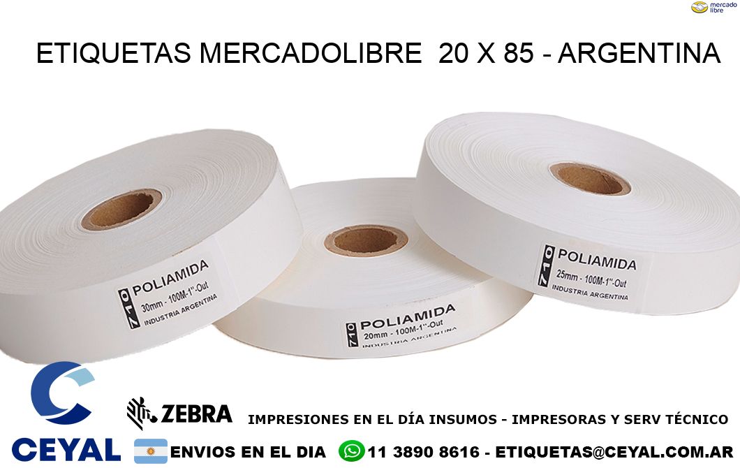 ETIQUETAS MERCADOLIBRE  20 x 85 - ARGENTINA