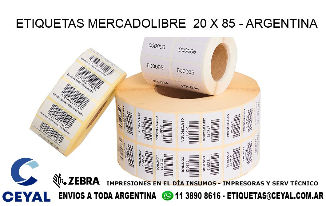 ETIQUETAS MERCADOLIBRE  20 x 85 - ARGENTINA