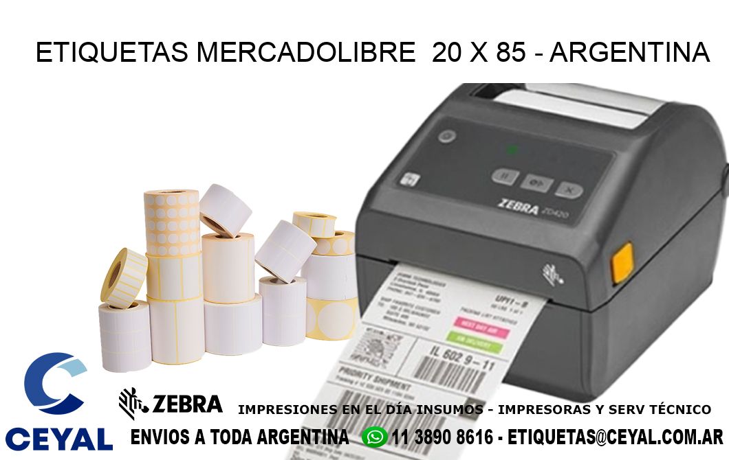 ETIQUETAS MERCADOLIBRE  20 x 85 - ARGENTINA