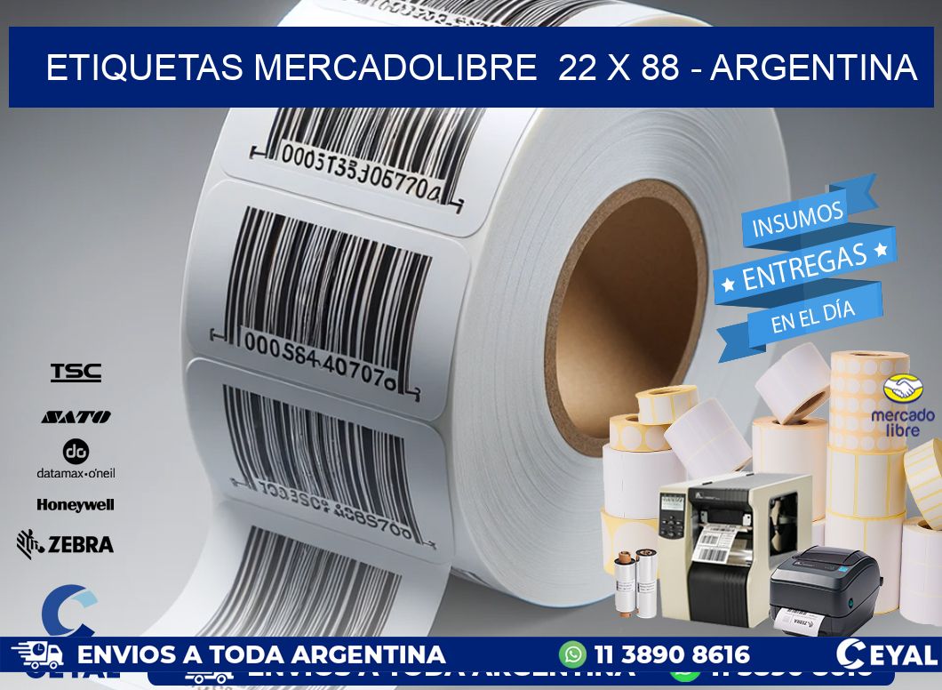 ETIQUETAS MERCADOLIBRE  22 x 88 - ARGENTINA