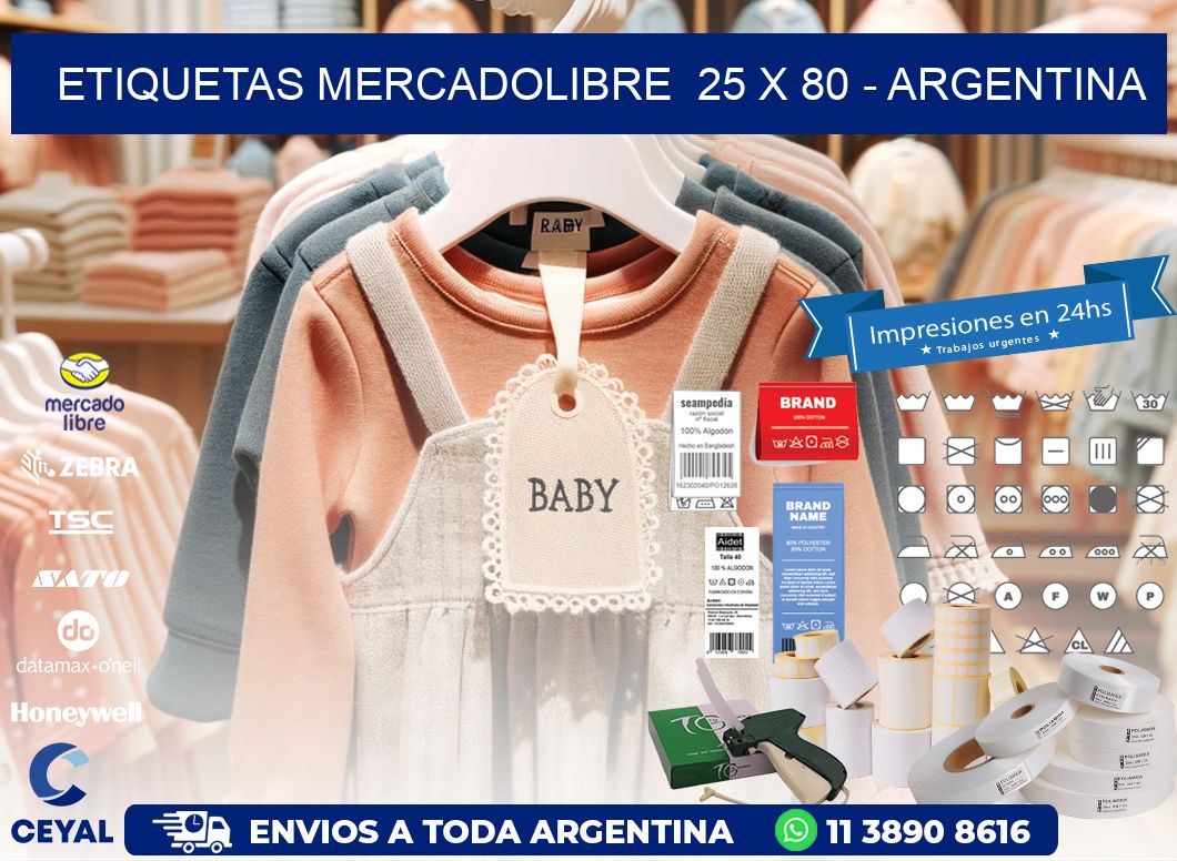 ETIQUETAS MERCADOLIBRE  25 x 80 - ARGENTINA