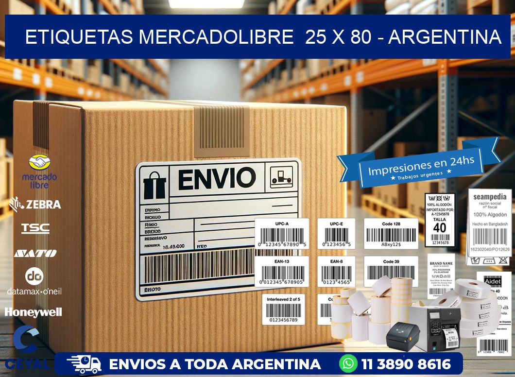 ETIQUETAS MERCADOLIBRE  25 x 80 – ARGENTINA