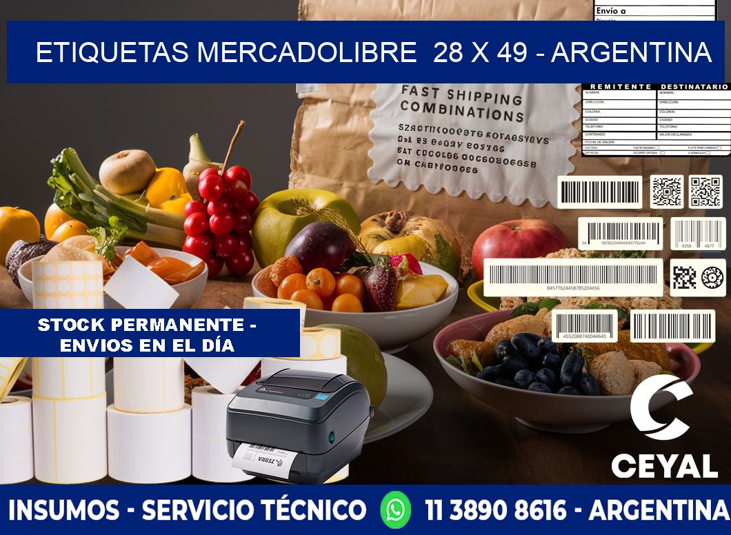 ETIQUETAS MERCADOLIBRE  28 x 49 - ARGENTINA