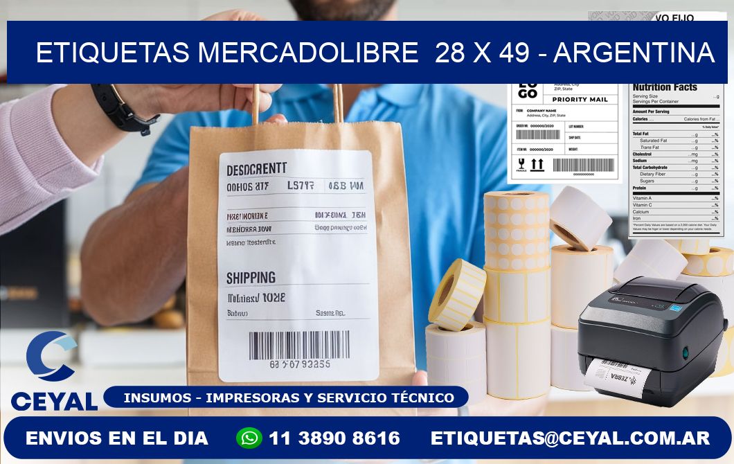 ETIQUETAS MERCADOLIBRE  28 x 49 - ARGENTINA