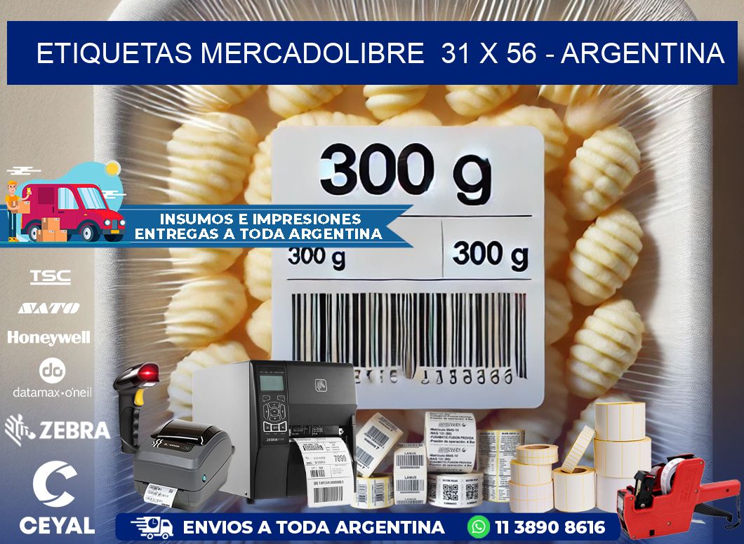 ETIQUETAS MERCADOLIBRE  31 x 56 - ARGENTINA