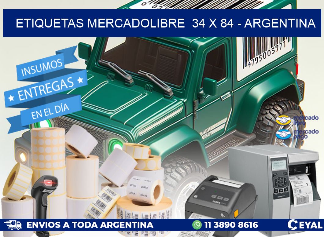 ETIQUETAS MERCADOLIBRE  34 x 84 - ARGENTINA