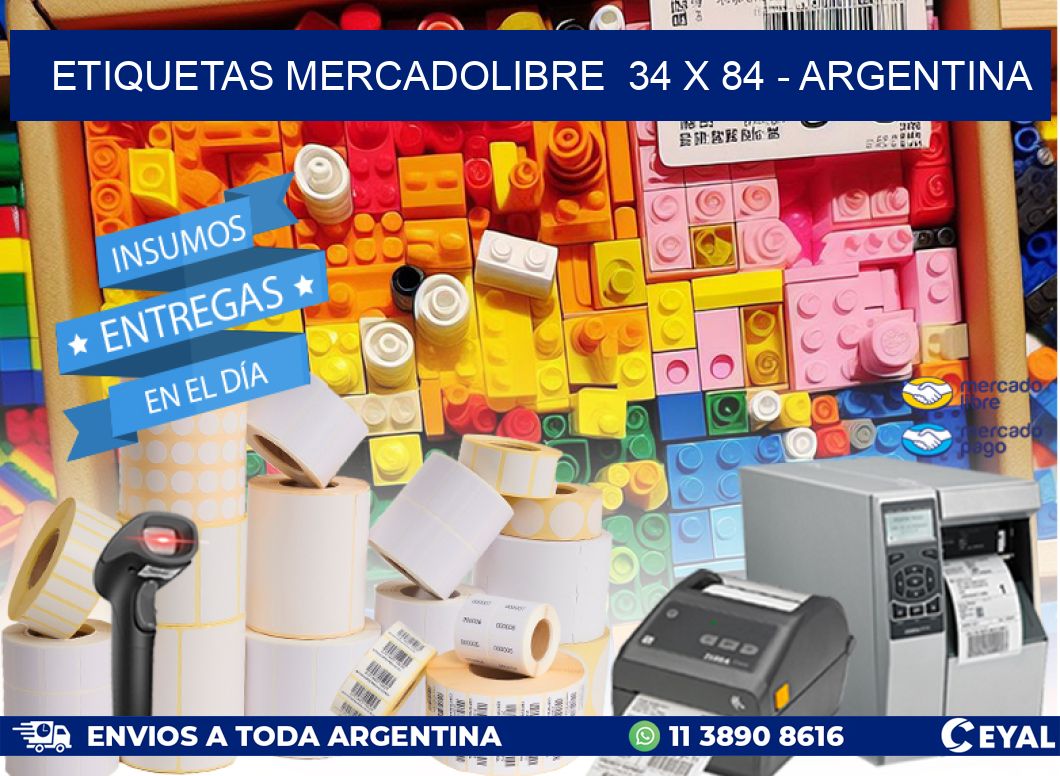 ETIQUETAS MERCADOLIBRE  34 x 84 - ARGENTINA