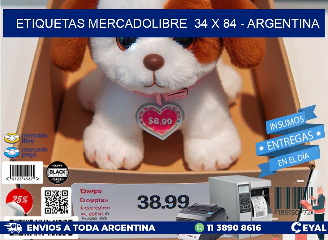 ETIQUETAS MERCADOLIBRE  34 x 84 – ARGENTINA