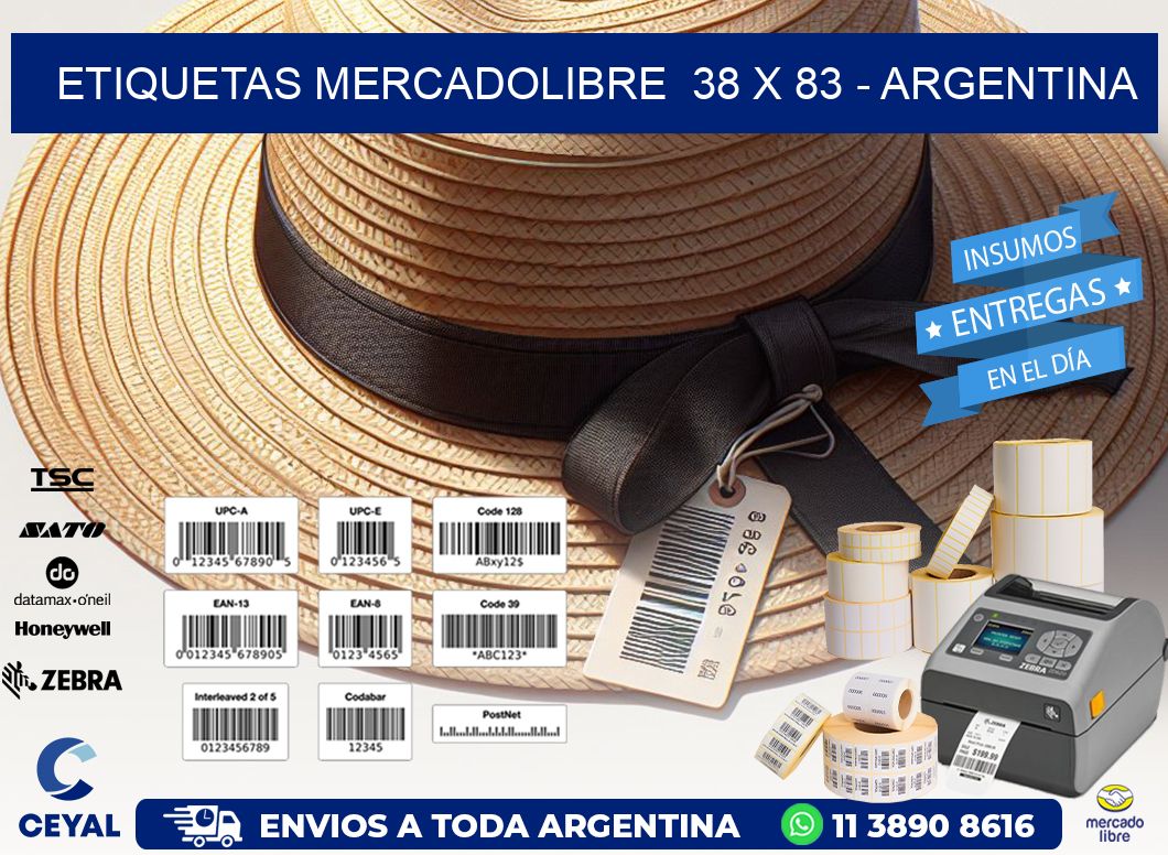 ETIQUETAS MERCADOLIBRE  38 x 83 - ARGENTINA