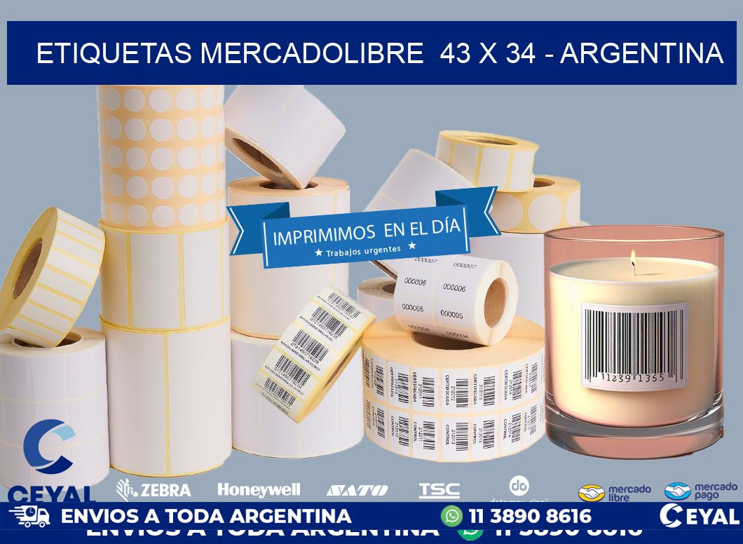 ETIQUETAS MERCADOLIBRE  43 x 34 - ARGENTINA