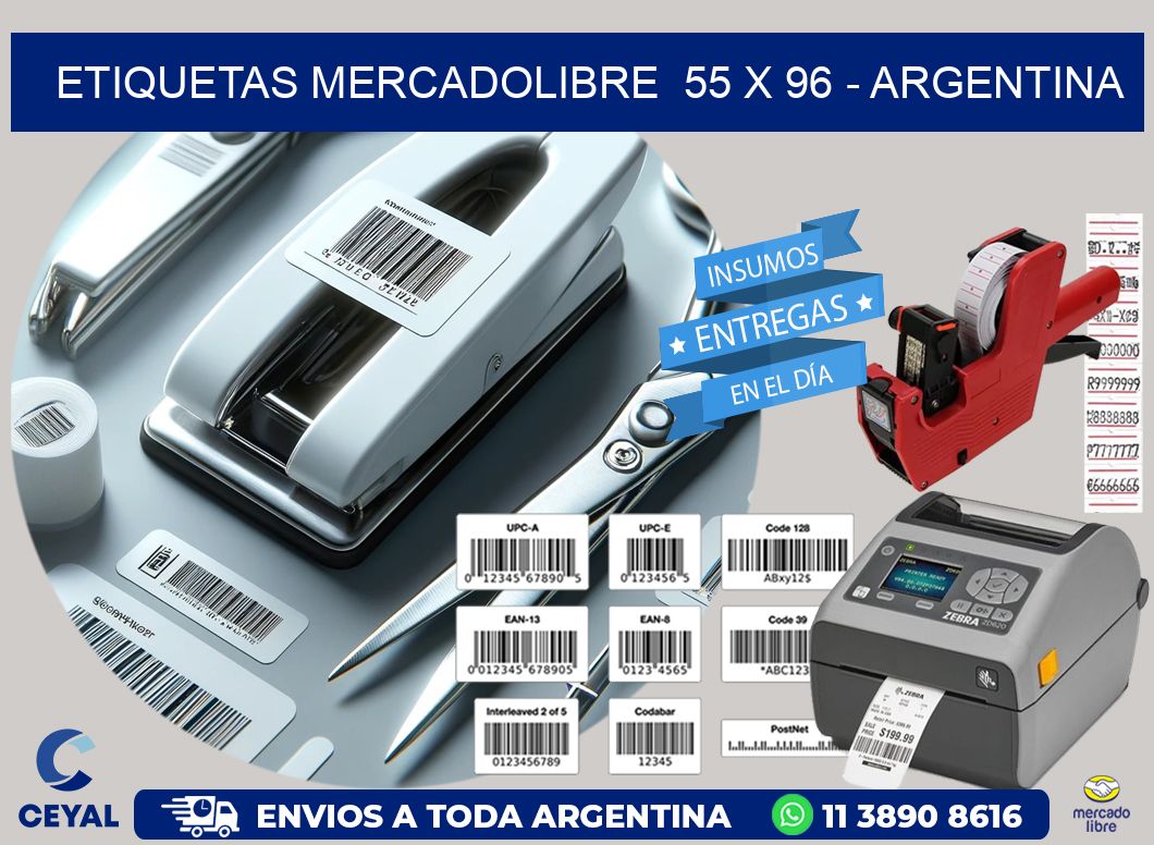 ETIQUETAS MERCADOLIBRE  55 x 96 - ARGENTINA