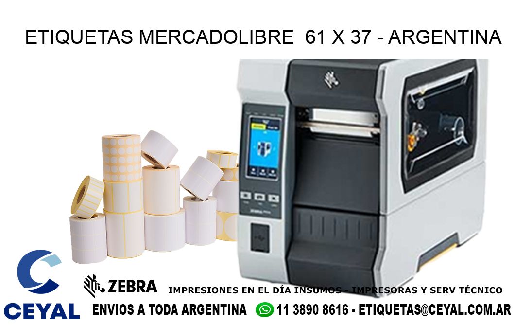 ETIQUETAS MERCADOLIBRE  61 x 37 - ARGENTINA