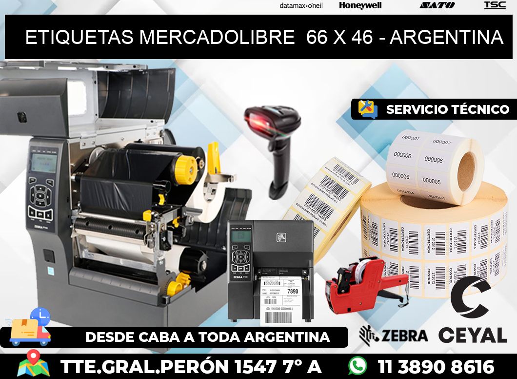 ETIQUETAS MERCADOLIBRE  66 x 46 - ARGENTINA