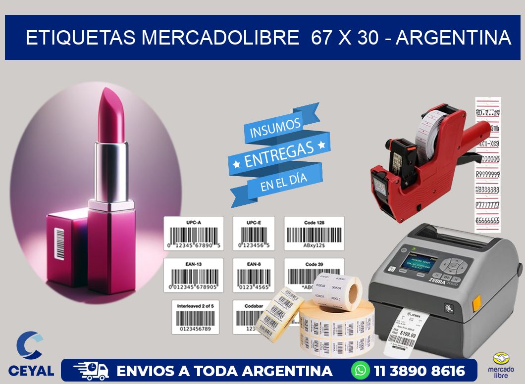 ETIQUETAS MERCADOLIBRE  67 x 30 - ARGENTINA