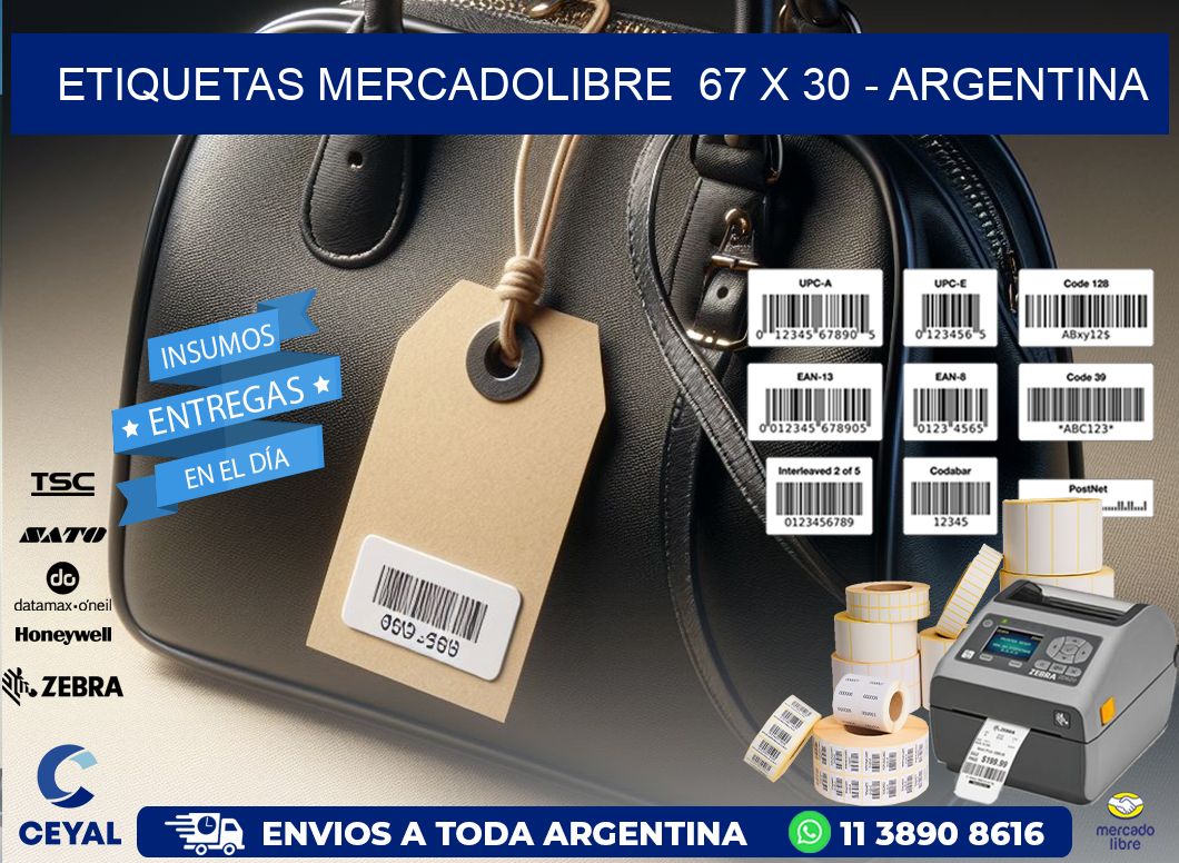 ETIQUETAS MERCADOLIBRE  67 x 30 - ARGENTINA