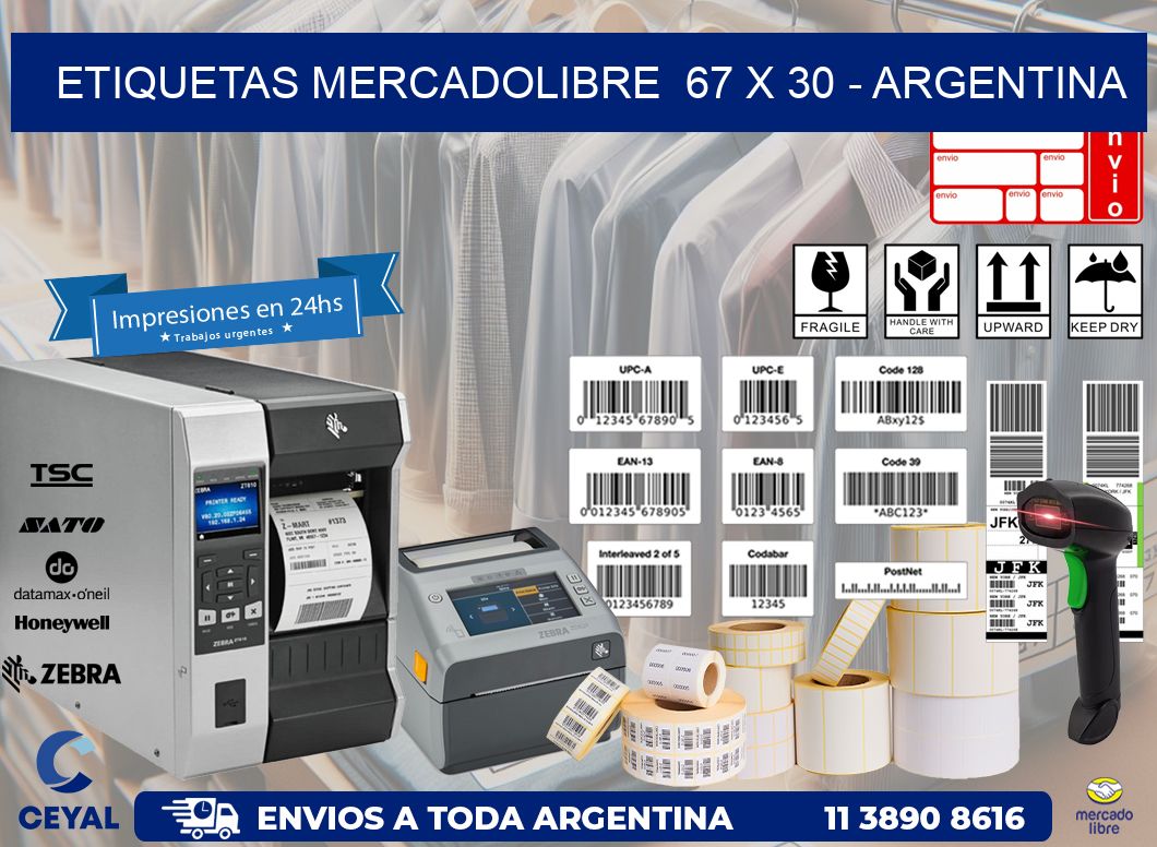 ETIQUETAS MERCADOLIBRE  67 x 30 - ARGENTINA