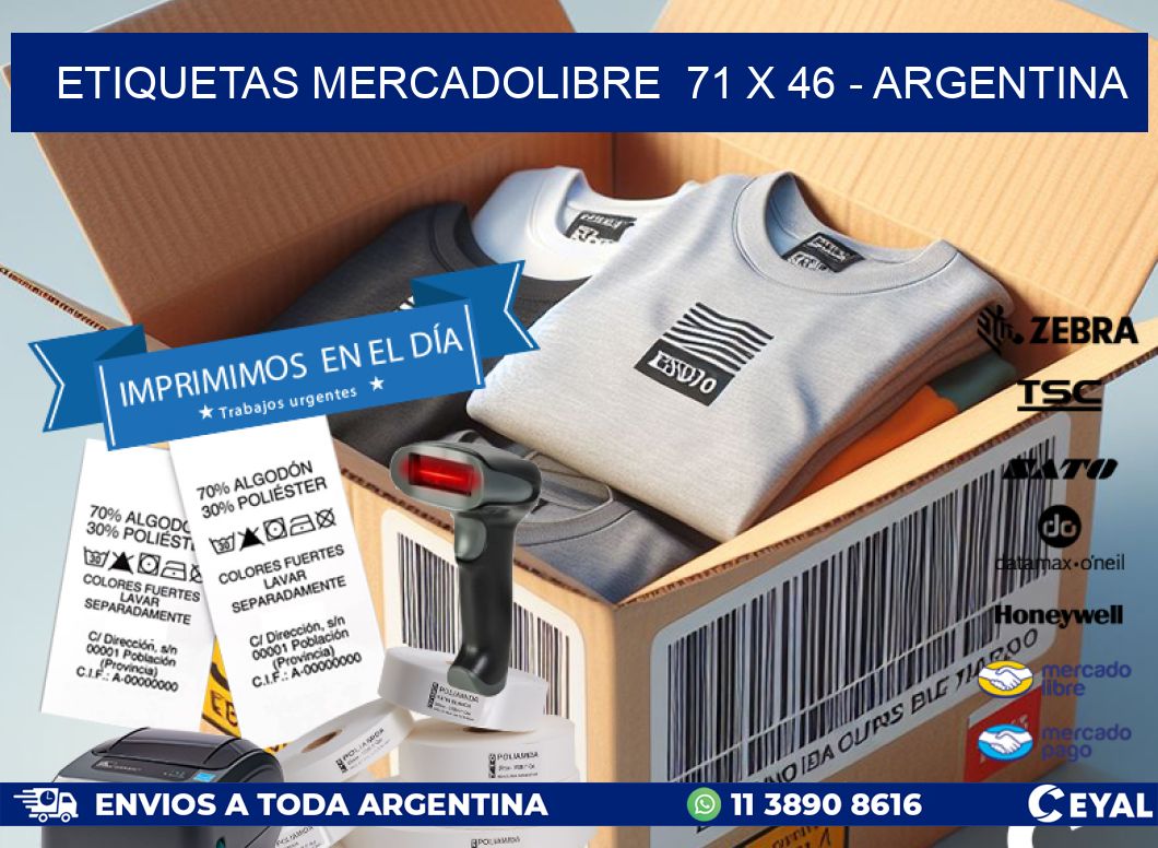 ETIQUETAS MERCADOLIBRE  71 x 46 - ARGENTINA