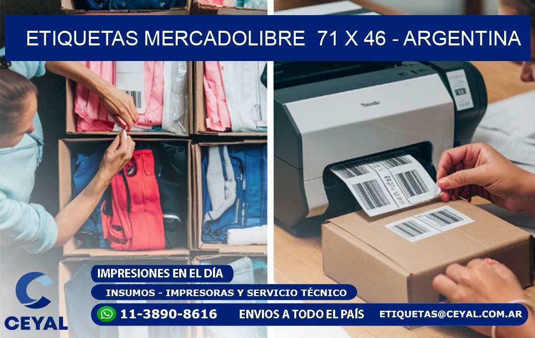 ETIQUETAS MERCADOLIBRE  71 x 46 - ARGENTINA