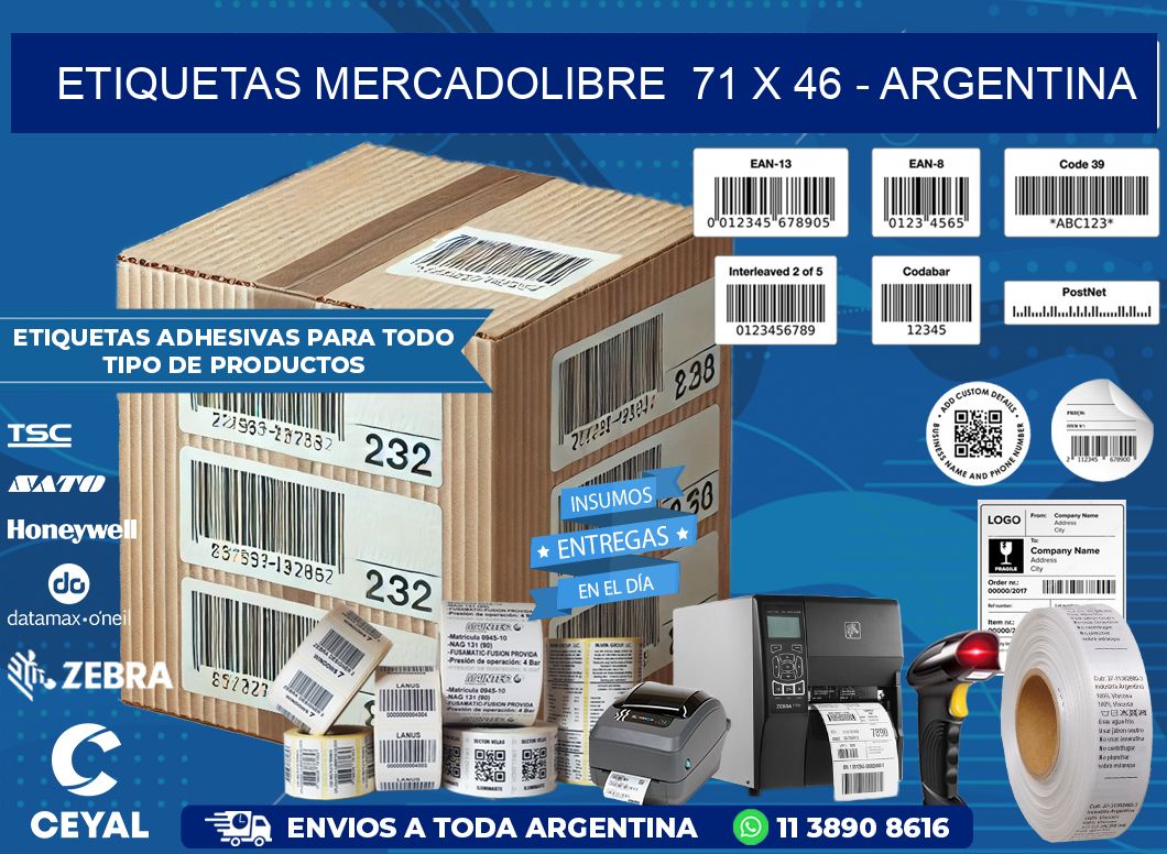 ETIQUETAS MERCADOLIBRE  71 x 46 - ARGENTINA