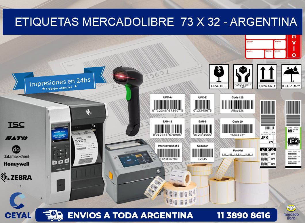 ETIQUETAS MERCADOLIBRE  73 x 32 - ARGENTINA