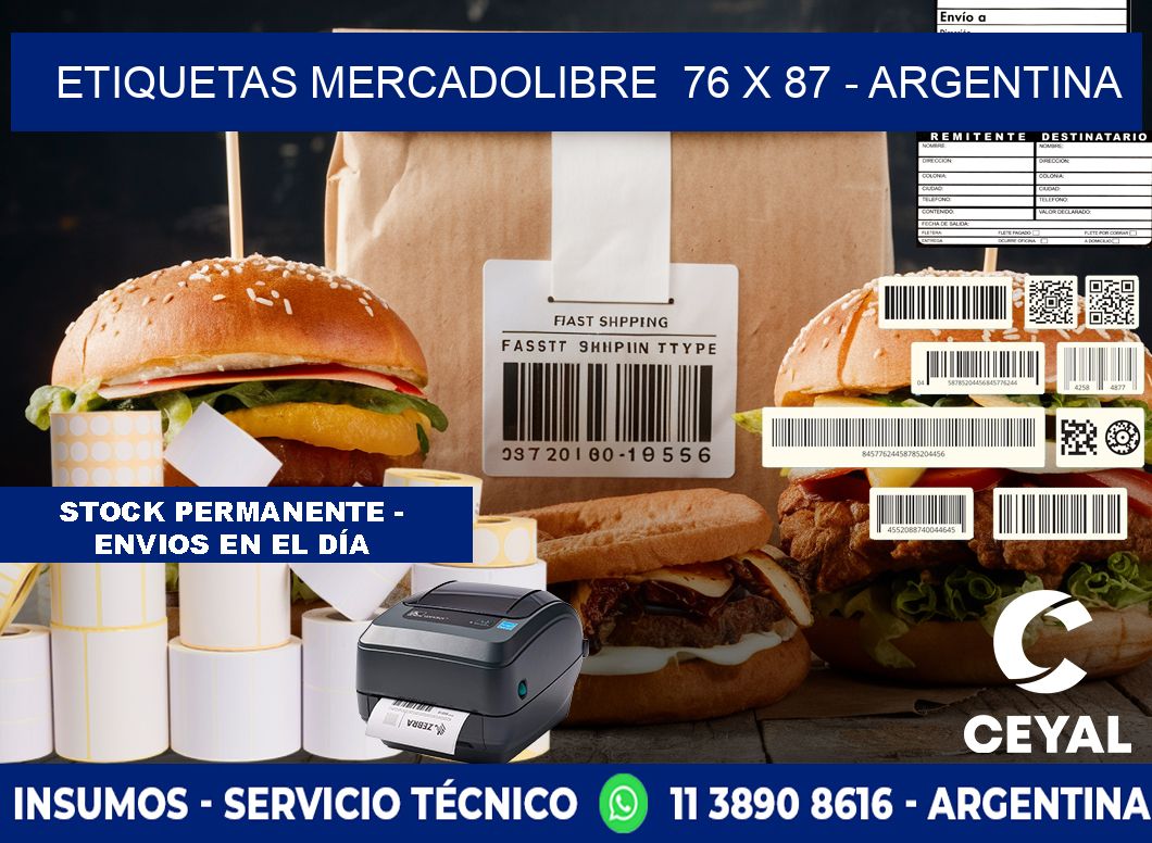 ETIQUETAS MERCADOLIBRE  76 x 87 - ARGENTINA