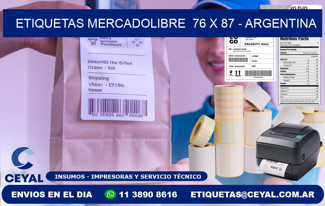 ETIQUETAS MERCADOLIBRE  76 x 87 - ARGENTINA