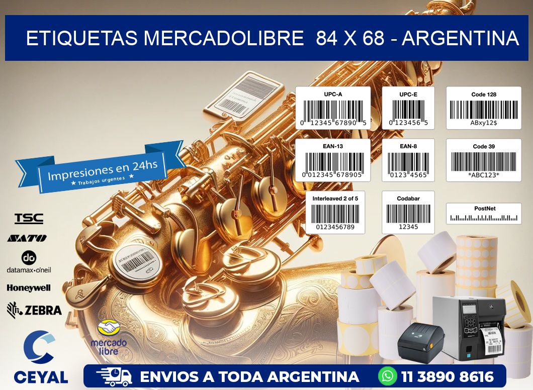 ETIQUETAS MERCADOLIBRE  84 x 68 - ARGENTINA