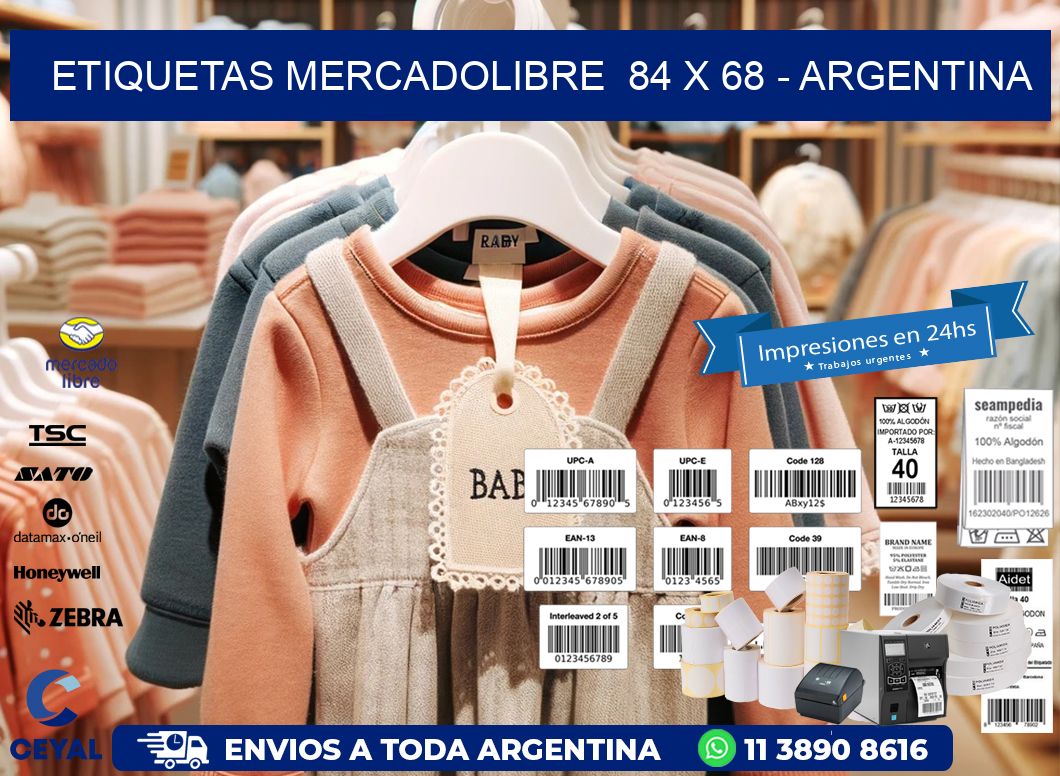 ETIQUETAS MERCADOLIBRE  84 x 68 - ARGENTINA