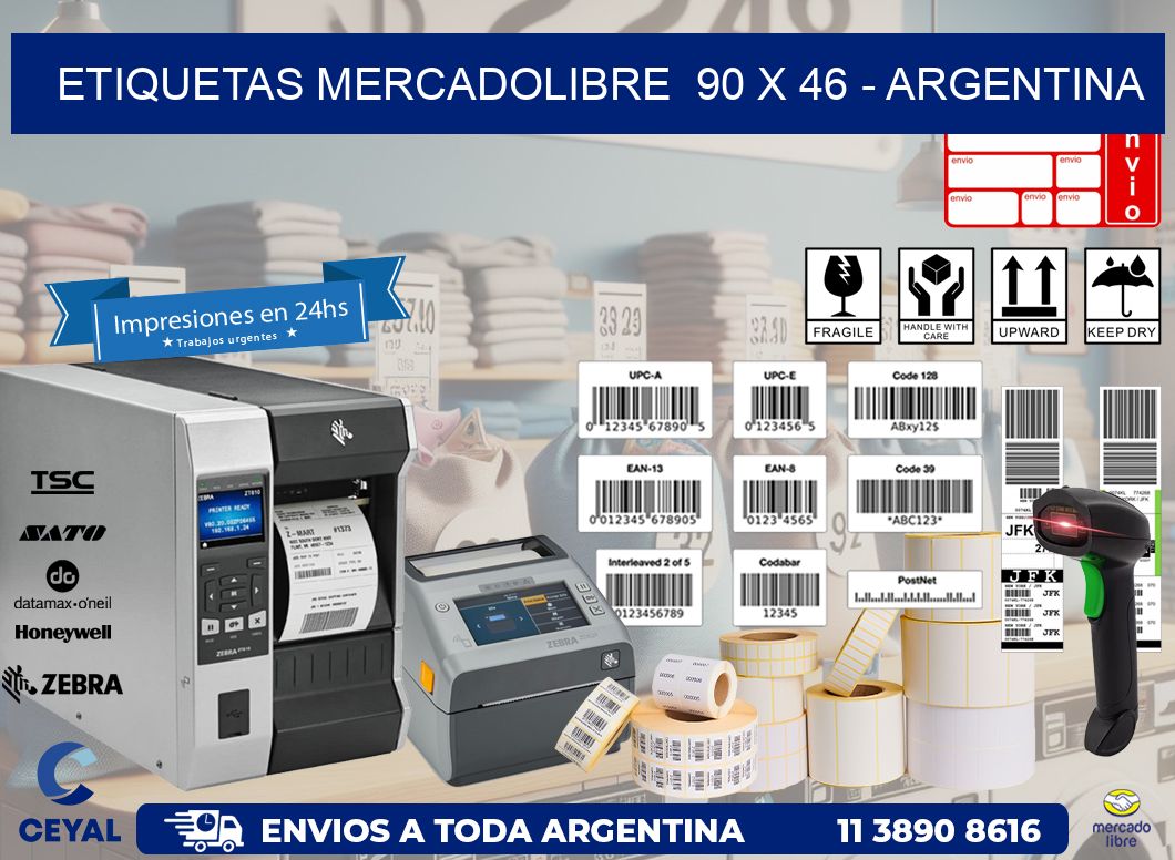 ETIQUETAS MERCADOLIBRE  90 x 46 - ARGENTINA