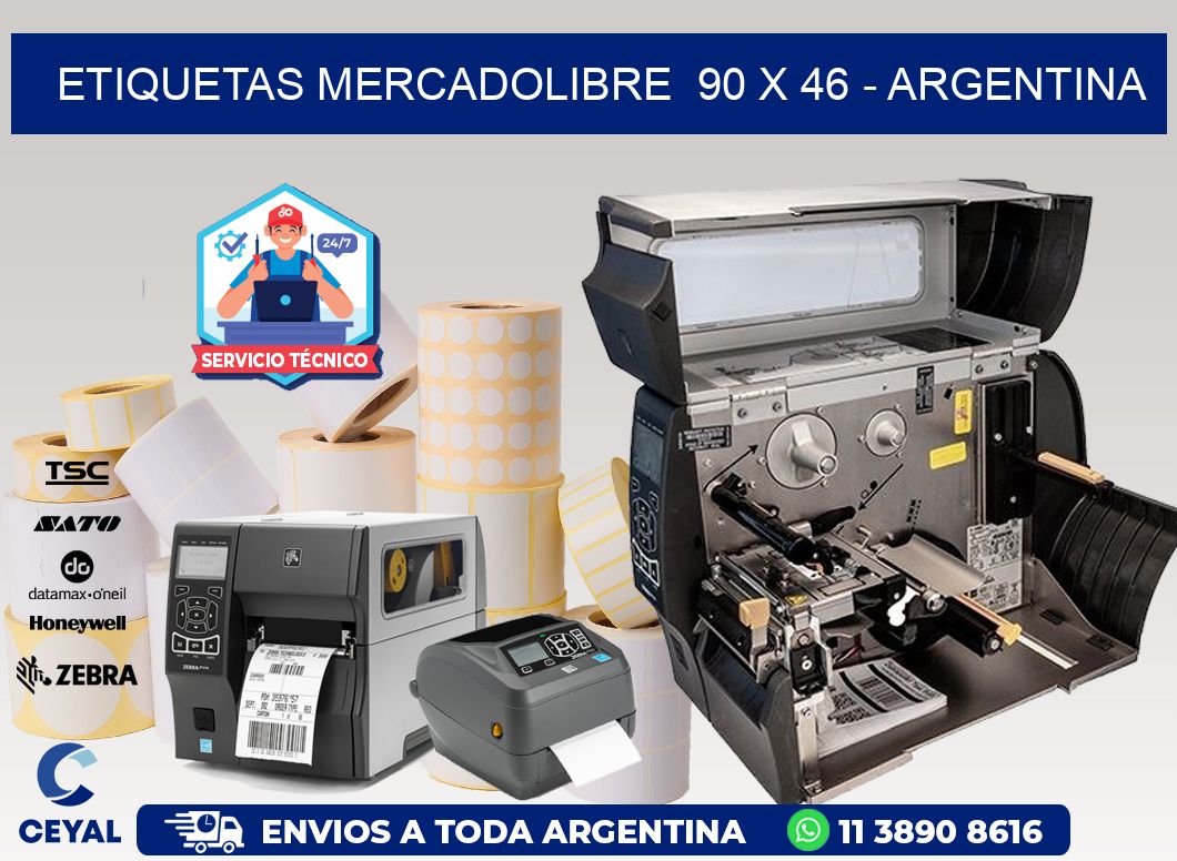 ETIQUETAS MERCADOLIBRE  90 x 46 - ARGENTINA